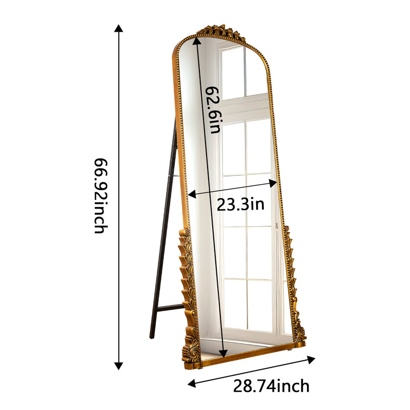 Canora Grey Rudney Arch Gold Full Length Floor Mirror Baroque Decor Wayfair